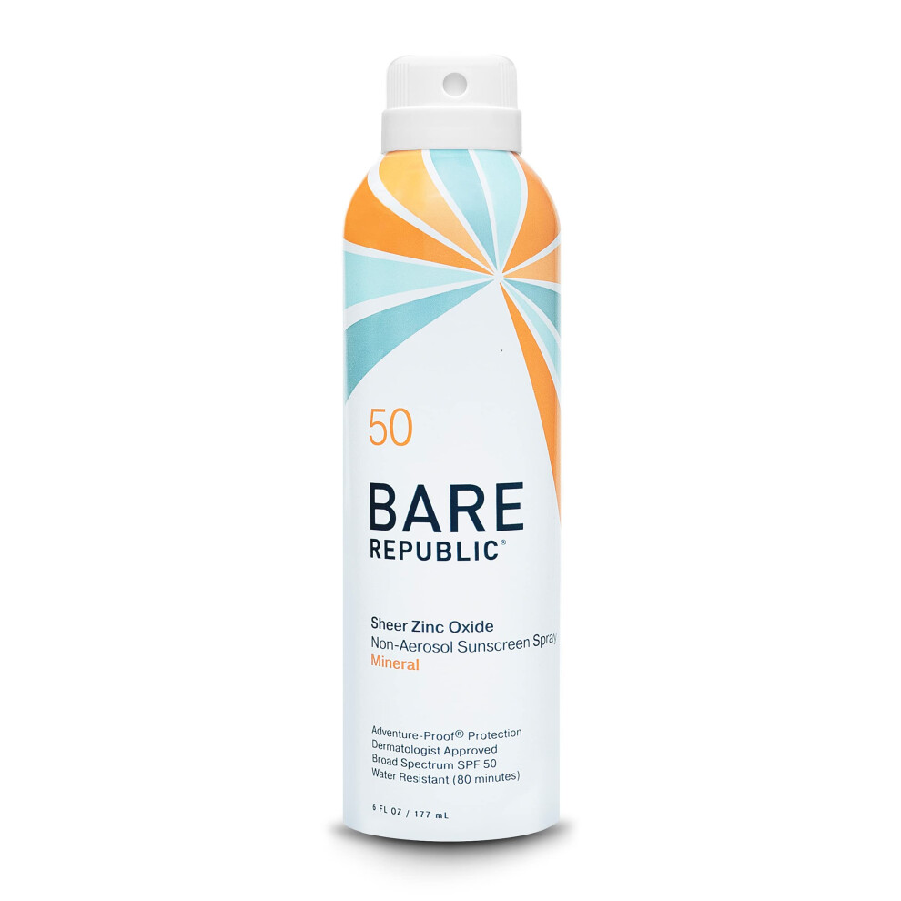Bare Republic Mineral Sunscreen SPF 50 Sunblock Spray  Sheer and Non-Greasy Finish  Vanilla Coco Scent  6 Fl Oz