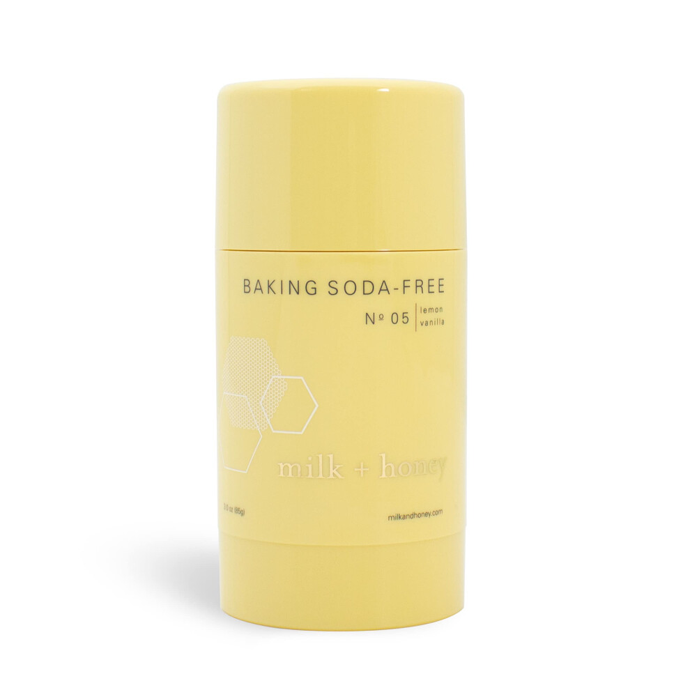milk + honey Baking Soda Free Deodorant No. 05  Aluminum Free Deodorant for Women and Men  Natural Deodorant with Lemon and Vanilla Scent  2.6 Oz