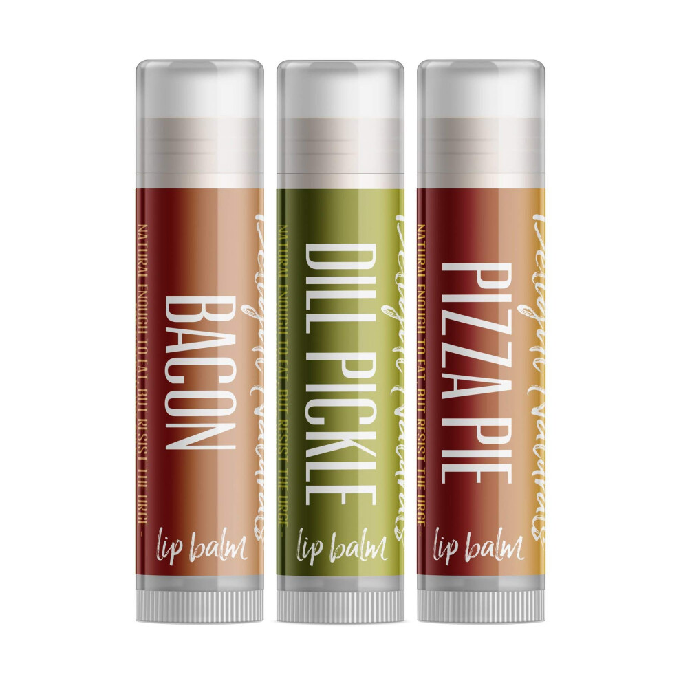 Delight Naturals Weird Flavor Fun Lip Balm Gift Set - Dill Pickle, Pizza, And Bacon