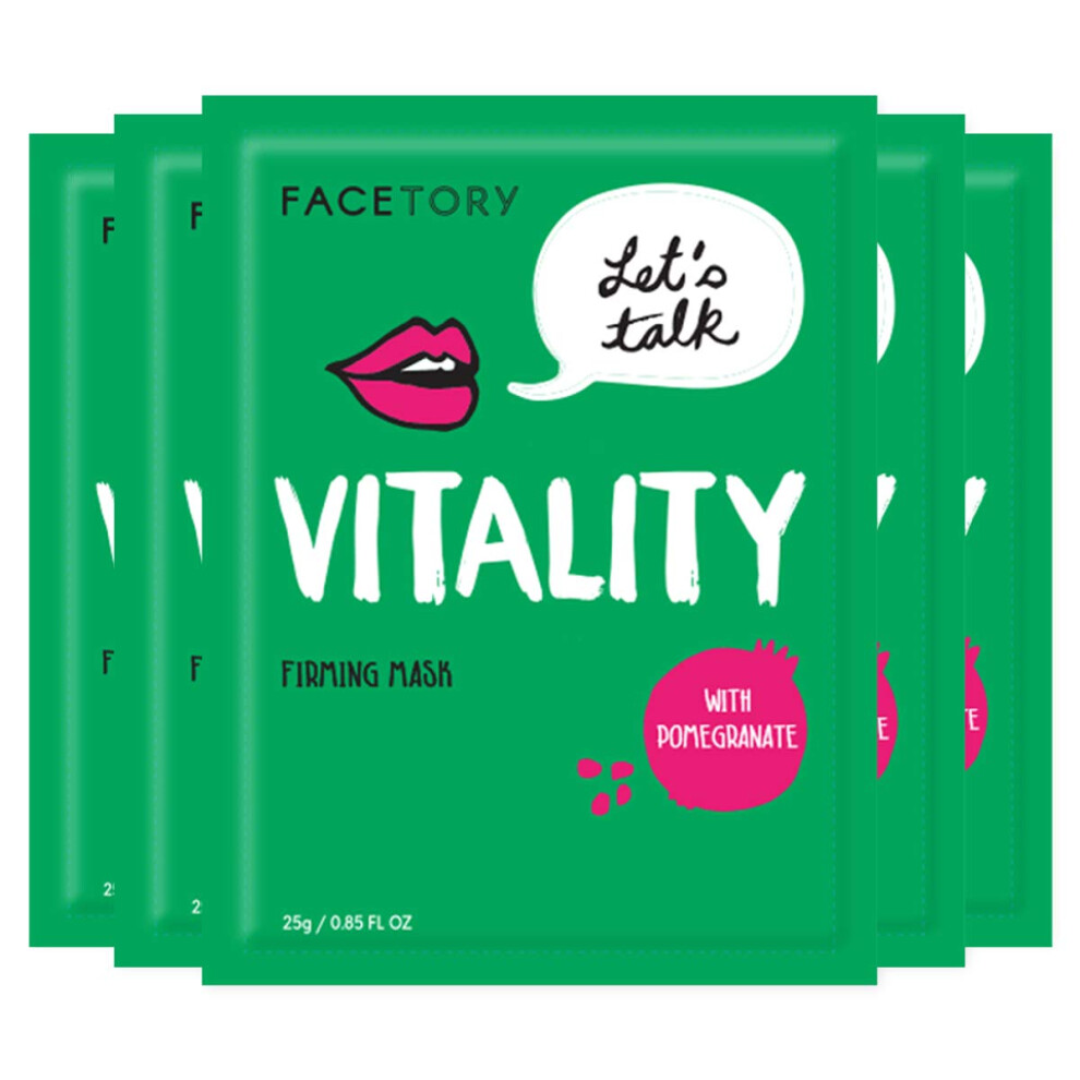 Masque raffermissant antioxydant    la grenade Lets Talk Vitality de FAcETORY - Liftant, raffermissant et hydratant (lot de 5)