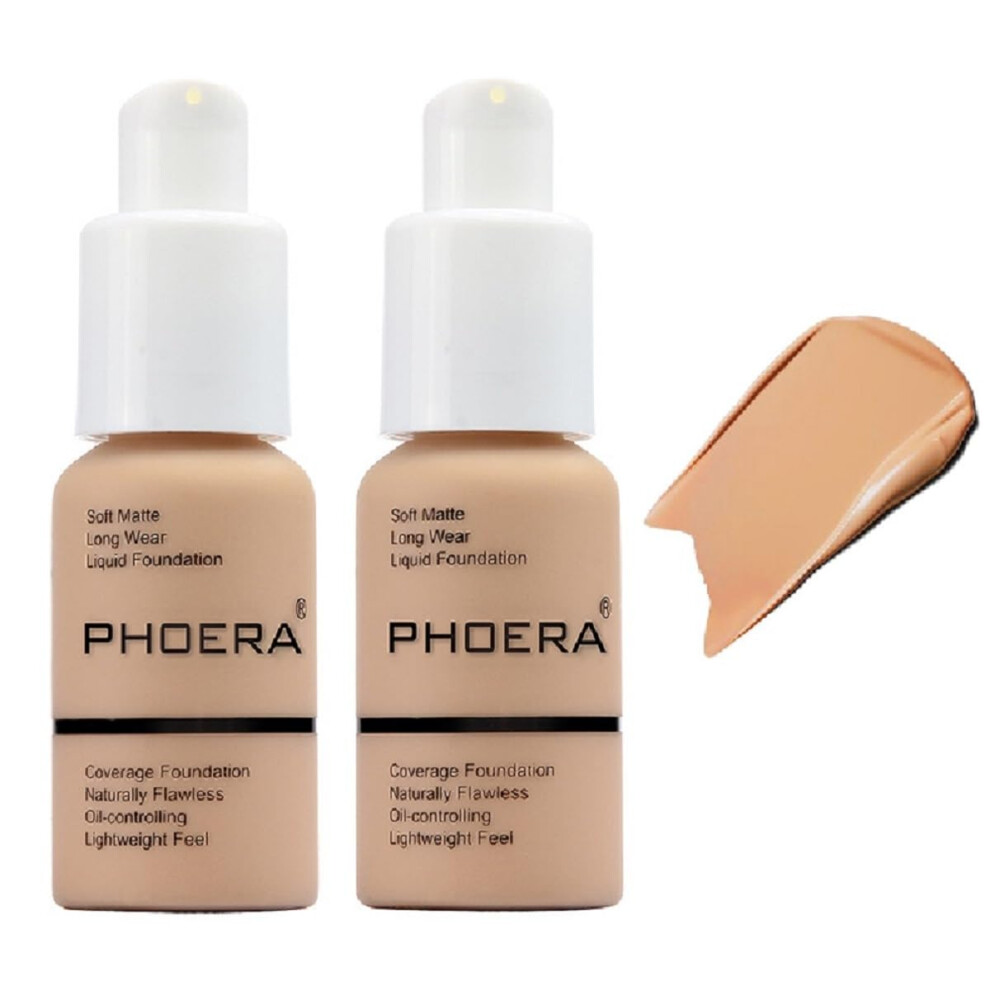 Nvyue Beige 2 Pack Phoera Foundation 104 Buff Makeup Full Coverage Foundation For Women And Girls