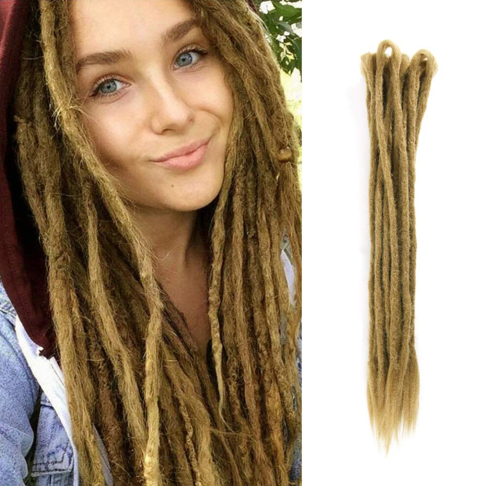 Dsoar Unisex Brown Double Ended Dreadlock Extensions 10 Strands Synthetic Dreads 20 Inch Handmade Dread Extensions Crochet Hippie Locs(40 Inch Light Co