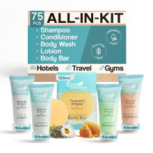 Eco Botanics Hotel szappanok s piperecikkek tmeges kszlet | 1-Shoppe All-In-Kit felszerelsek |0,85oz sampon s balzsam testpol testpol s 0,8
