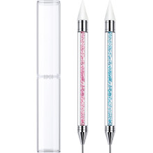 2 Pieces Rhinestone Picker Dotting Pen Dual-ended Rhinestone Gems Crystals Studs Picker Wax Pencil Pen Crystal Beads Handle Manicure Nail Art DIY Dec