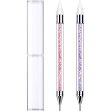 2 Pieces Rhinestone Picker Dotting Pen Dual-ended Rhinestone Gems Crystals Studs Picker Wax Pencil Pen Crystal Beads Handle Manicure Nail Art DIY Dec