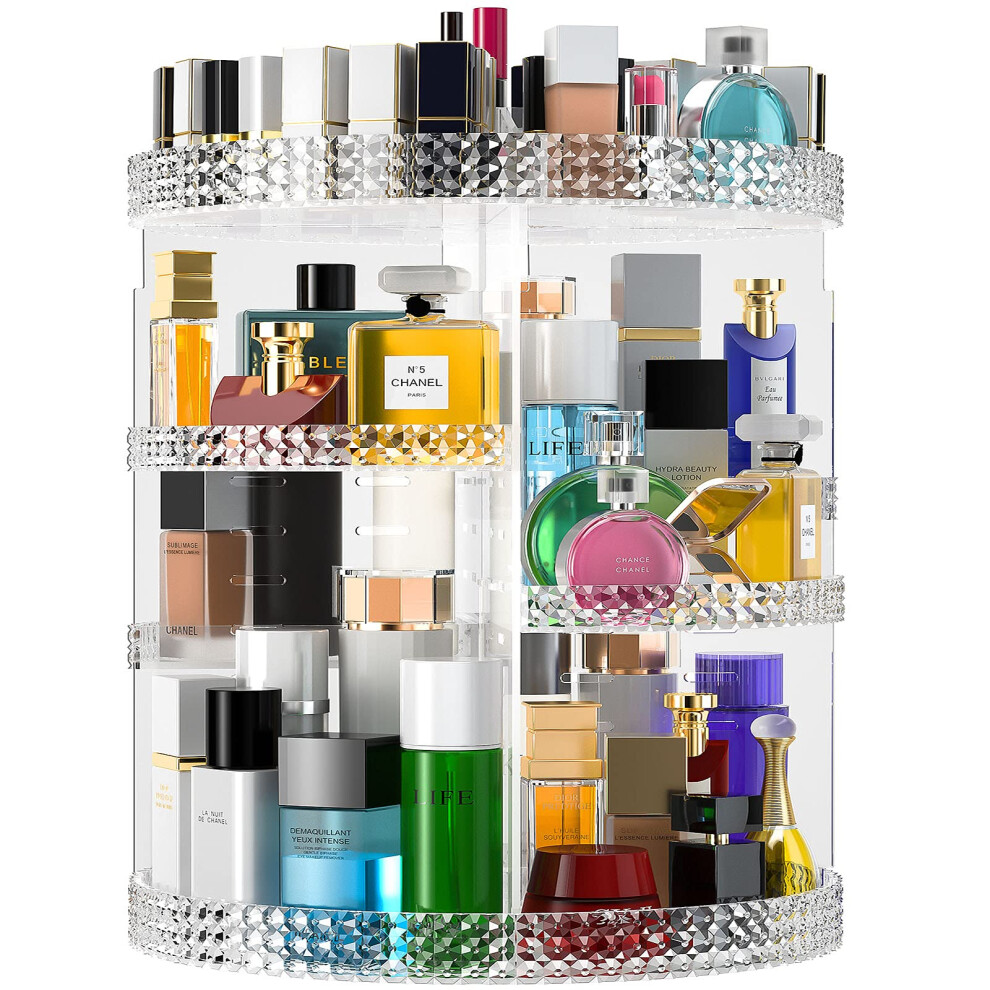 Organiseur de maquillage rotatif     360    en acrylique transparent, grand format, organiseur de parfums, 7 niveaux, id   al pour la salle de bain et