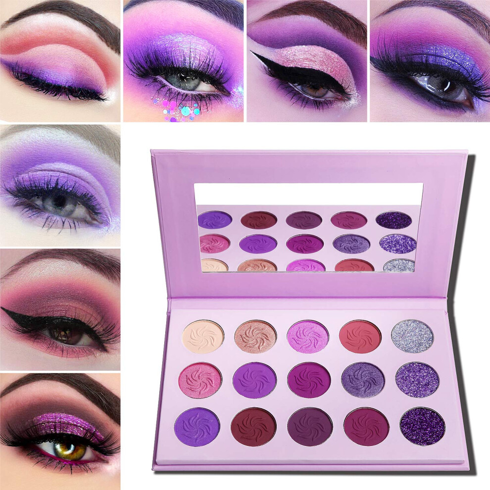 Afflano Purple Eyeshadow Palette Makeup Matte Glitter  Highly Pigmented Pink Eye Makeup Pallet  Dream Purple Pink Dark Red Violet Cute Bright Shimmer-image-OPC-PGMB9MT-NEW