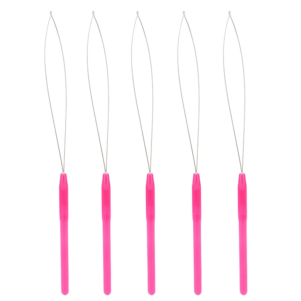 Idalinya Unisex Hair Extensions Loop Needle Threader Wire Pulling Hook Tool Plastic Handle Pulling Loop Needle Micro Beads Threader For Hair Extensionr For Hair Exten