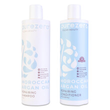 Purezero Moroccan Argan Oil Shampoo & Conditioner set - Repair Damaged Hair - Fight Dandruff & Frizz - Zero Sulfates Parabens Dyes Gluten - 10