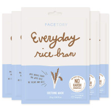 FACETORY K Sk?nhed Ansigtsmaske Hudpleje - Hverdag RISKLID Beroligende Sheet Mask | Plantebaseret ris ansigtsmaske (5 pakke)