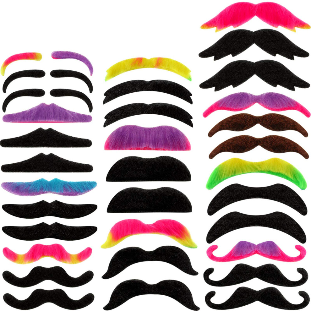 WILLBOND Lot de 48 fausses moustaches autocollantes fantaisie pour d  guisement d'Halloween (16 styles de vampires)