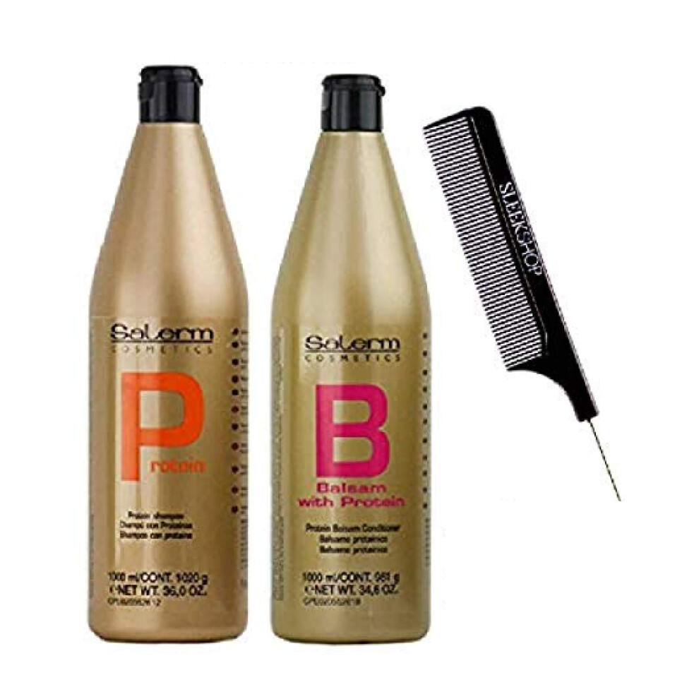 N Shampooing & Protein Balsam Revitating Duo Duo (Wtih Sleek En Acier Pingle Pep) Protine De Soie De Kratine (36 Oz + 34,6 Oz - Kit Combo Xxl)-image