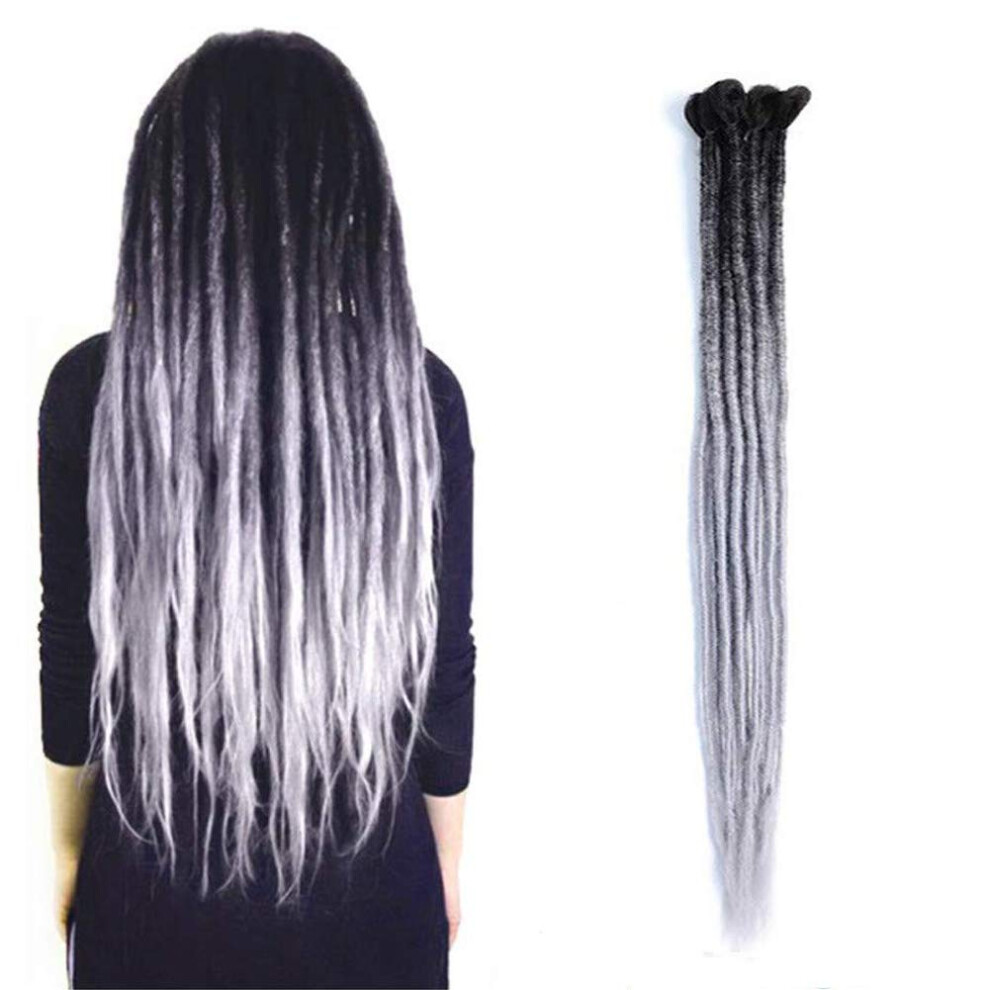 Dsoar Unisex Black 24Inch Ombre Dreadlocks Extensions For Women/Men 10 Strands Synthetic Dreads Handmade Crochet Braiding Hair Jamaica Reggae Locs(Ombre And