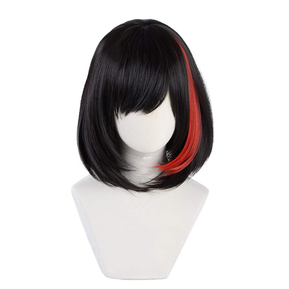 Kr Lovn Xingwang Unisex Black,Red Xingwang Queen Anime Cosplay Wig Short Black Mixed Red Bob Wig Women Girls' Party Wigs