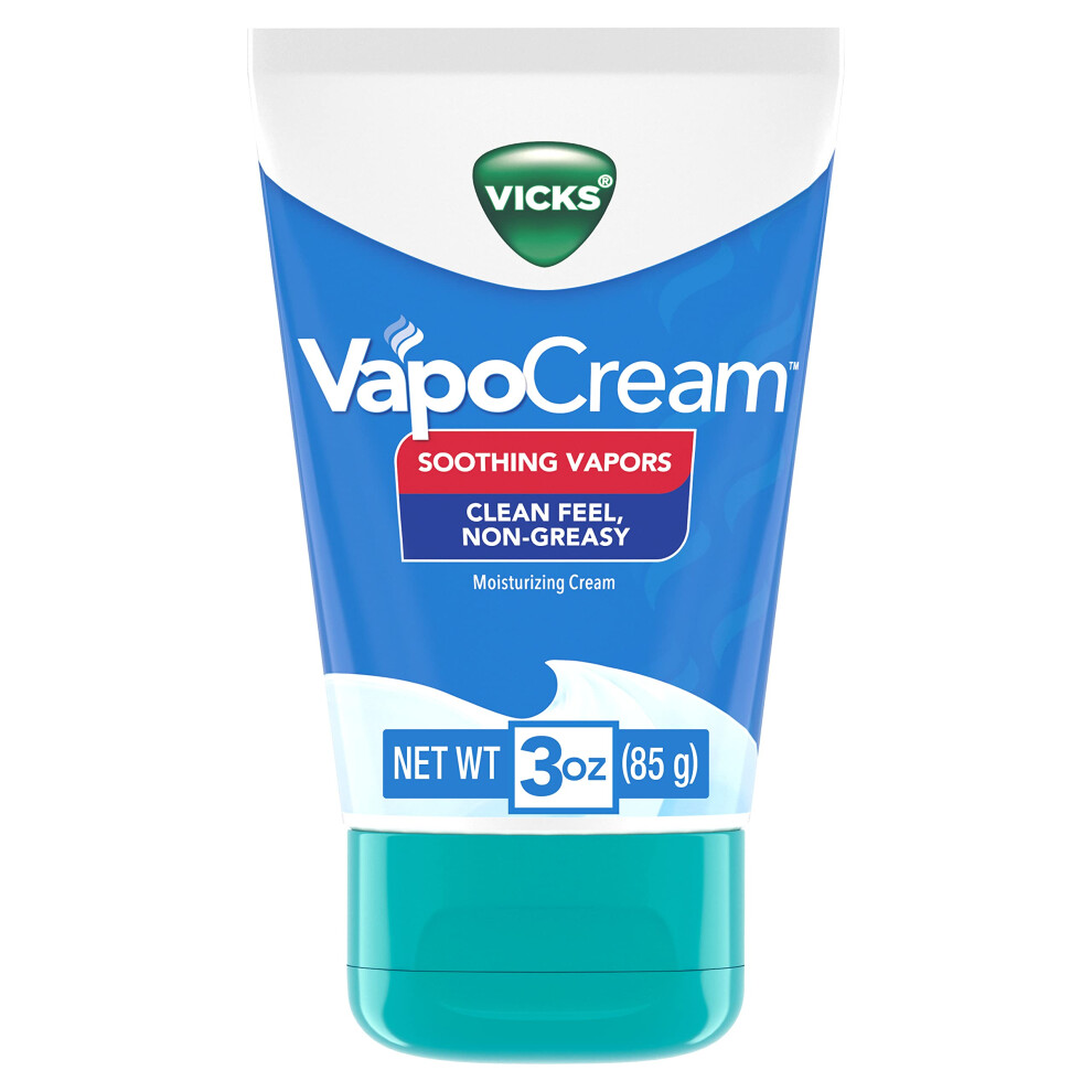 Vicks VapoCream  Easy to Use Non- Greasy Moisturizing Cream  Soothing & Comforting Non-Medicated Vicks Vapors  for Adults and Children Ages 2+  3.0oz