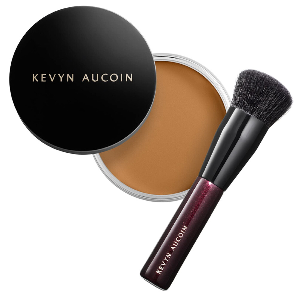 Kevyn Aucoin Foundation Balm  FB 12 (Deep) shade + brush: Light diffusing. Full coverage  buildable  blends  blurs  corrects  evens out complexion  an