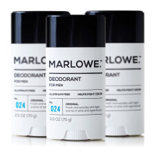 MARLOWE. No. 024 Natural Deodorant for Men 3-Pack | Aluminum Free Stick | Made with Coconut Oil Shea Butter Jojoba | Only No-Nonsense Ingredients th