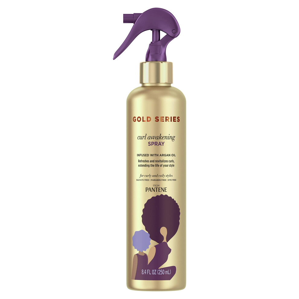 Pantene Gold Series Curl Awakening Spray  for Curly and Coily Hair  Infused with Argan Oil  8.4 Fl Oz