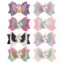Volepet 8db Unicorn haj masni 3 hvelykes csillog Grosgrain szalag masni aligtor kapcsokkal kisgyermekek szmra