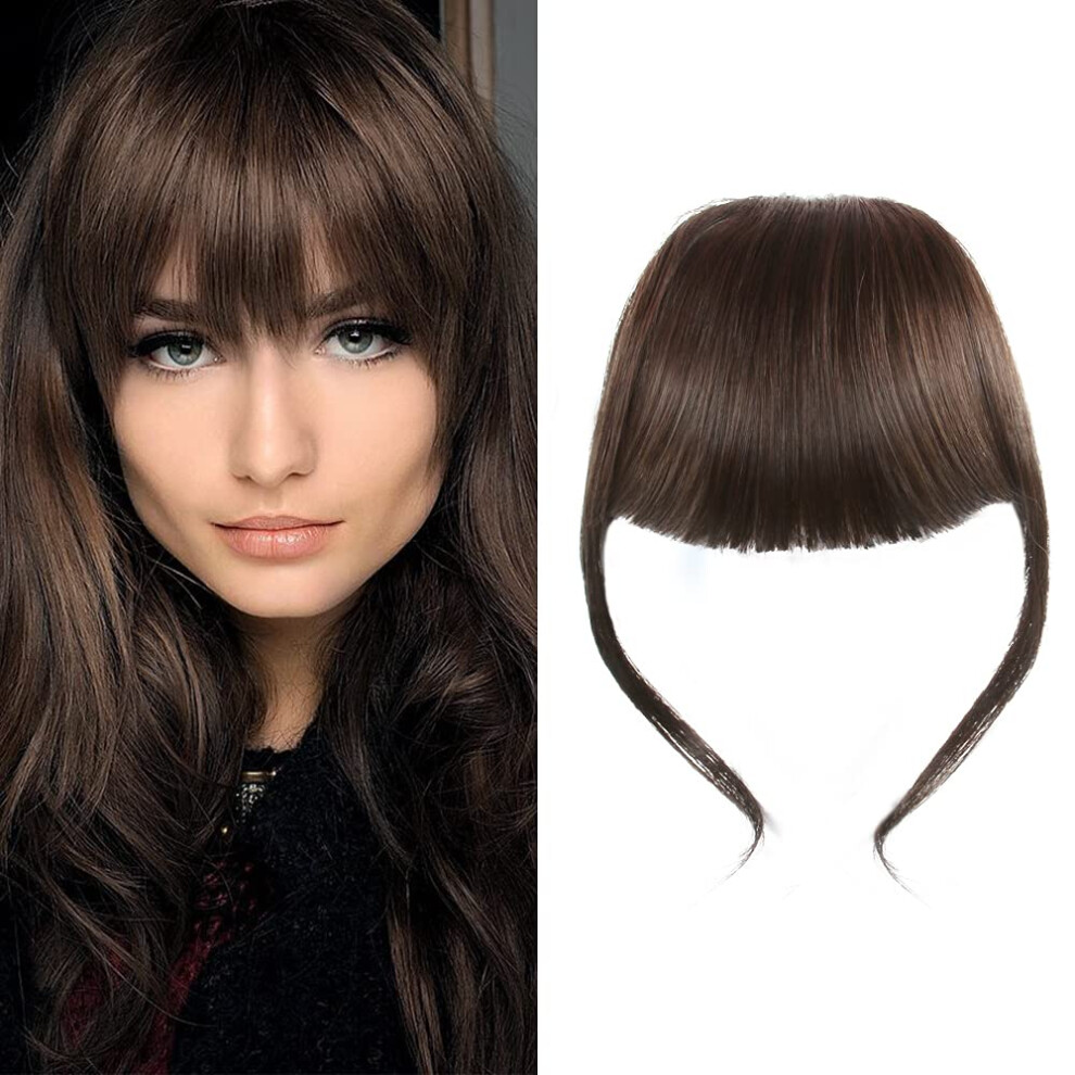 Inon Shinon Hair Extension Bangs Thick Bangs Hair Clip In Human Hair Bang With Fringe Dark Brown Color