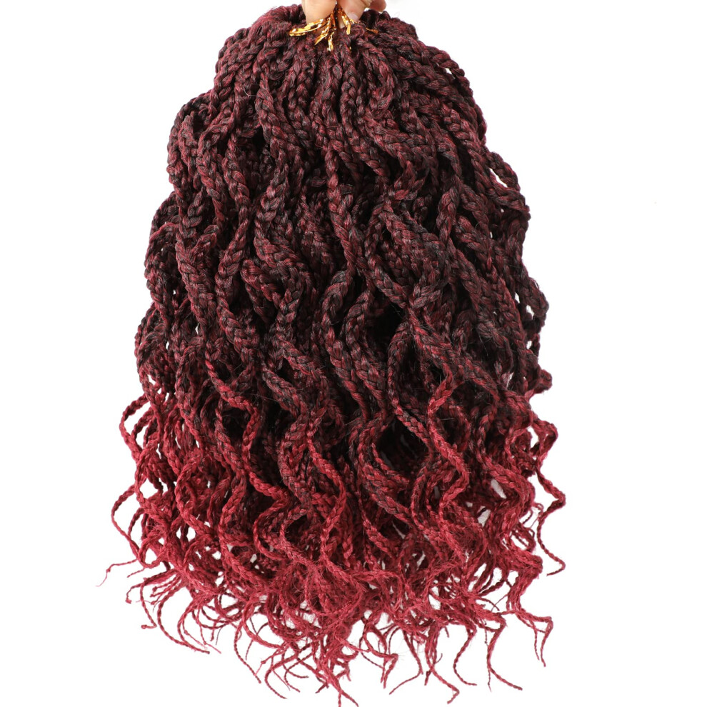 Svolna Goddess Box Braids Crochet Braids Hair With Full Curly Braids Synthetic Premium Fiber Braiding Hair 14 Inch 5Packs/Lot