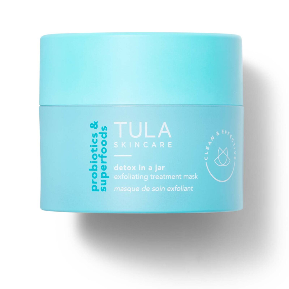 TULA Skin Care Detox in a Jar - Exfoliating Treatment Mask with Hydrating Vitamin E  Soybean Oil and Bentonite Clay  1.7 oz.