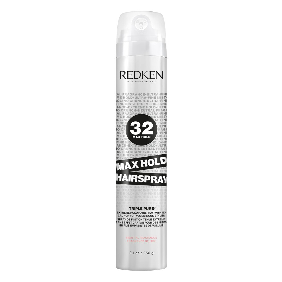 Redken Max Hold Neutral Hairspray 32 | Extreme Maximum High Hold Hairspray | Long-Lasting Lift & Frizz Control | For All Hair Types | Neutral Fragranc