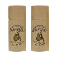 Farmstead Apothecary 100% Natural Lip Balm with Organic Beeswax Organic Shea Butter & Organic Coconut Oil Pear & Almond 0.2oz (Pack of 2)