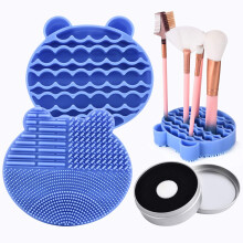 Silicon Makeup Brush Cleaner Mat med Borste Torkmanual Sminkborstrengringsmaskin Rengringsmaskin fr kosmetisk borste+Sminkborste Kemtvttad Sn