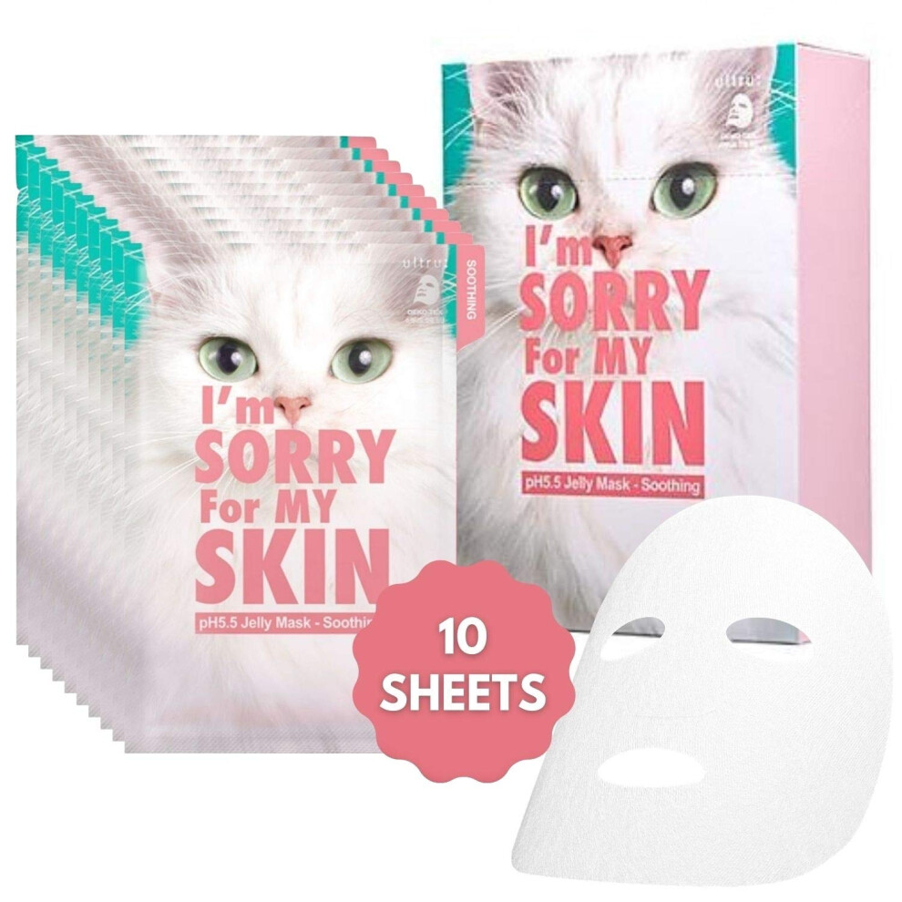 Jeg Er Ked Af Min Ski I'm Sorry For My Skin Ph5.5 Jelly Face Mask Skin Care Set Korean Skin Care Hydrating Masks Self Care Items Beauty Gifts For Women Pack Of 10 (Sooth