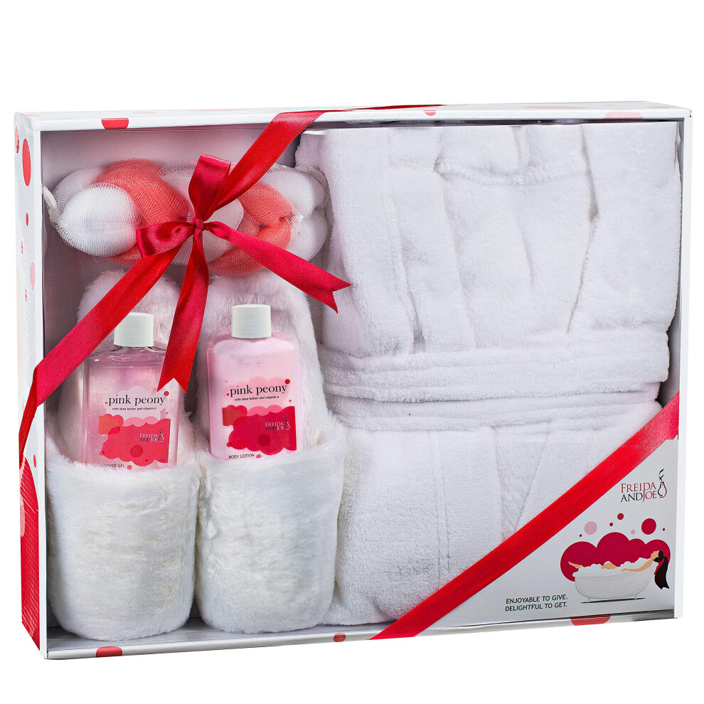 Coffret cadeau spa de luxe     domicile au parfum de pivoine rose - Peignoir ultra doux et chaussons moelleux Coffret spa pour femme - Coffret comp