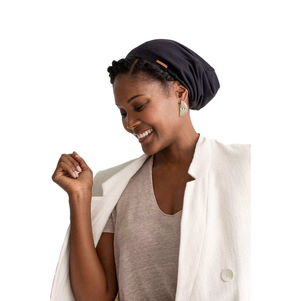 Grace Eleyae Ge Damen Verstellbare Schlafm Tze Mit Satinfutter, Slap Hair Care Beanie-M Tze, Schwarz-image