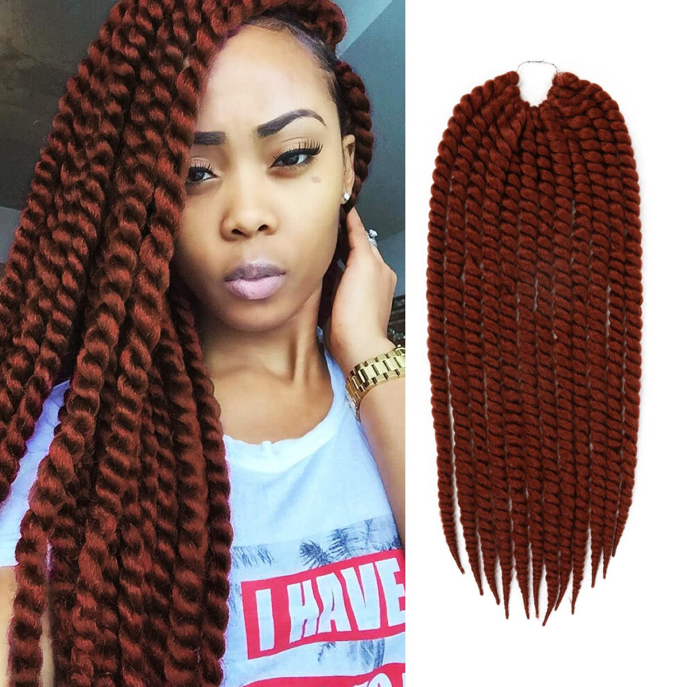 From-Then-To-Now Unisex Red Au-Then-Tic Jumbo Senegalese Twist Crochet Hair 24 Inch 6 Pack Synthetic Extensions For Havana And Mambo Twist Styles (350 Dark Copper)