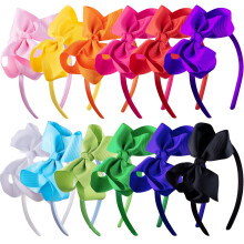 SIQUK 12 stykker bue pandeb?nd til piger pandeb?nd med b?nd bue Boutique Grosgrain pandeb?nd 12 farver
