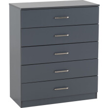 (5 Draw Chest Dark Grey) Modern Bedroom Furniture Wardrobes, Bedside, Chest