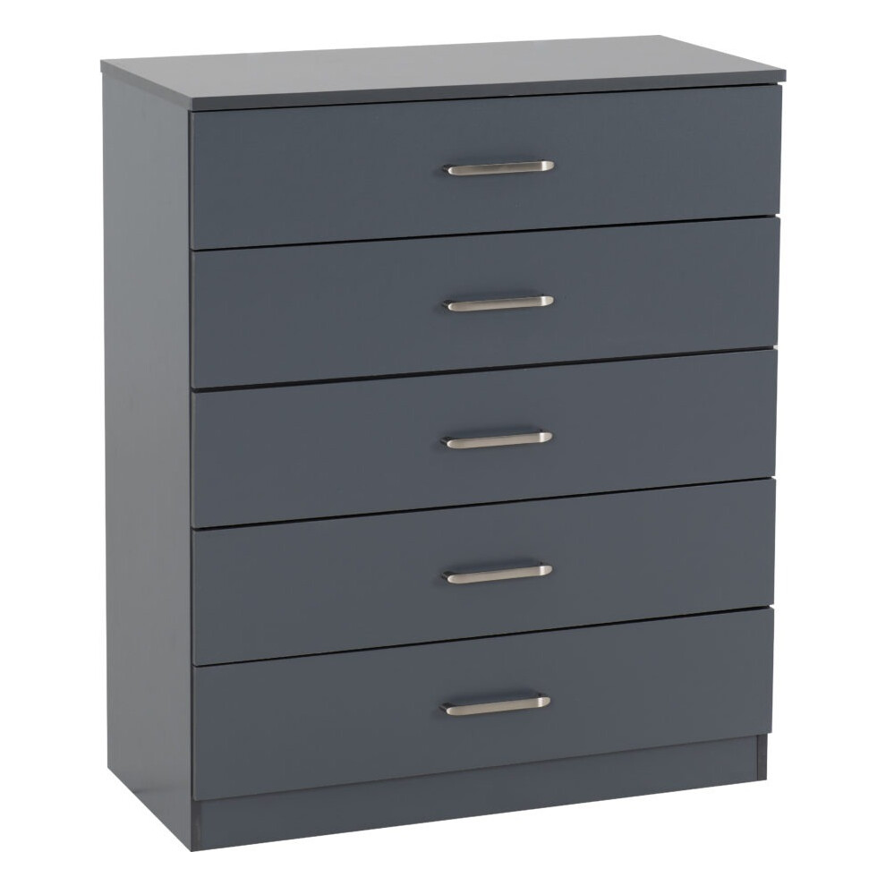 (5 Draw Chest Dark Grey) Modern Bedroom Furniture Wardrobes, Bedside, Chest