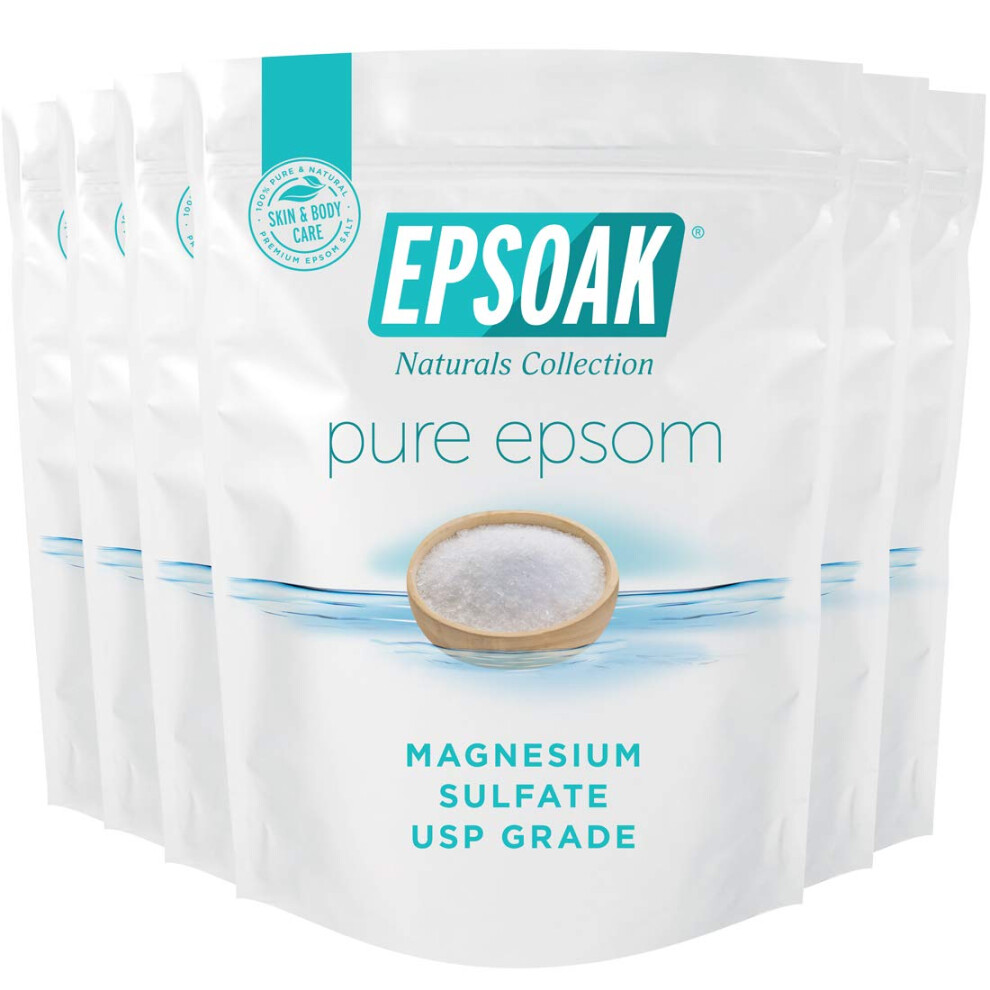 Epsoak Epsom Salt 12 Lb. Magnesium Sulfate Usp. (Qty. 2 X 6Lb. Bags) Resealable Epsom Salt Bulk Bags Unscented Made In The Usa Cruelty-Free Certifie