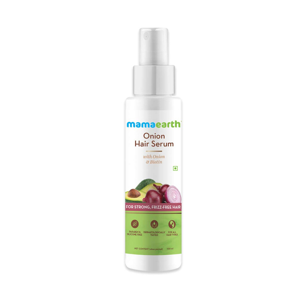 ????G? Mamaearth Onion Hair Serum With Biotin | Smooth Strong And Frizz-Free Hair Solution | Hair Fall & Breakage Control Formula | 3.38 Fl Oz (100Ml)