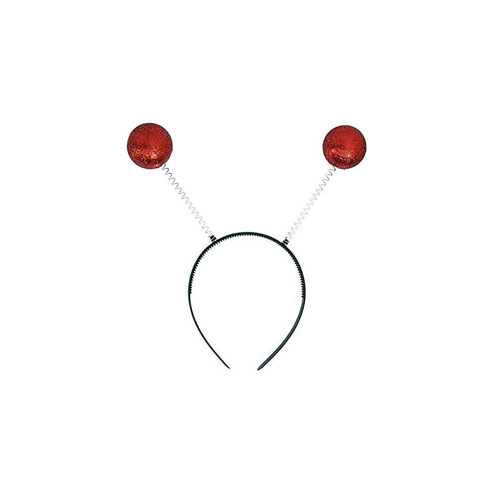 Cheerin Red Alien Headband - Head Bobbers - Space Antenna Headwear - Glitter Ball Headpiece Space Costume Party - Alien Accessories