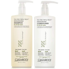 GIOVANNI Tea Tree Triple Treat Invigorating Shampoo & Conditioner Set - Cooling Peppermint  Eucalyptus  Rosemary  Helps Dry  Flaky Scalp  Salon Qualit