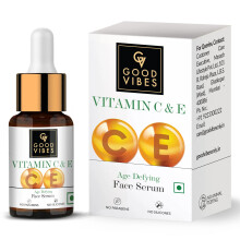 Good Vibes Vitamin C & Vitamin E Age Defying Face Serum | Lightweight Naturally Glowing Serum For All Skin Types | Helps Repair Skin & Wrinkles | No