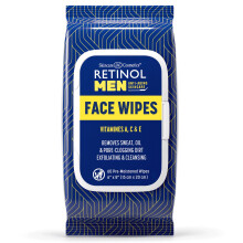 Retinol Men Facial Wipes Anti-Aging Cleansing Towelettes - Quickly cleanse face from sweat oil and pore-clogging dirt without any heavy residue