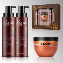 Nuspa Haarpflegeset mit marokkanischem Arganöl – sulfatfrei für geschädigtes, trockenes, krauses, farbsicheres, mit Keratin behandeltes Haar mit
