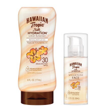 Hawaiian Tropic SPF 30 bredspektret solcreme Silk Hydration V?gtl?s solcremepakke med 6 oz solcremelotion og 1,7 oz solcreme ansigtslotion