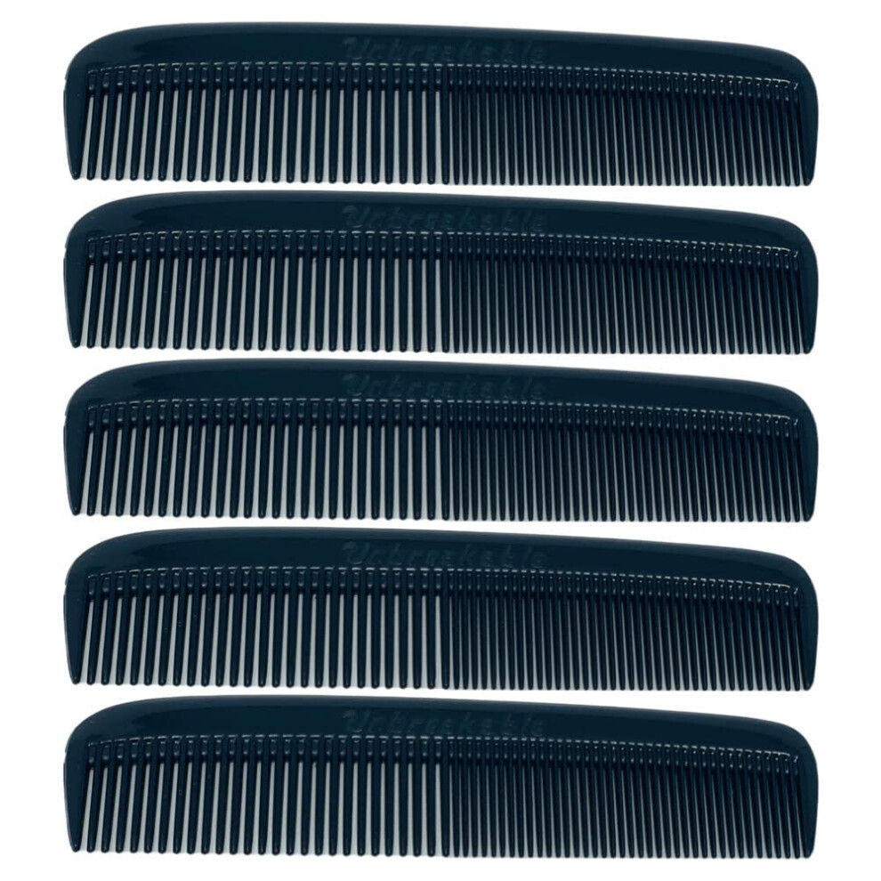 G.b.s Unisex Black (5 Pack) Pocket Comb Unbreakable Round Teeth Course Fine Pocket Beard & Mustache Combs For Men's Hair | Sideburns Travel-Friendly Symmetry