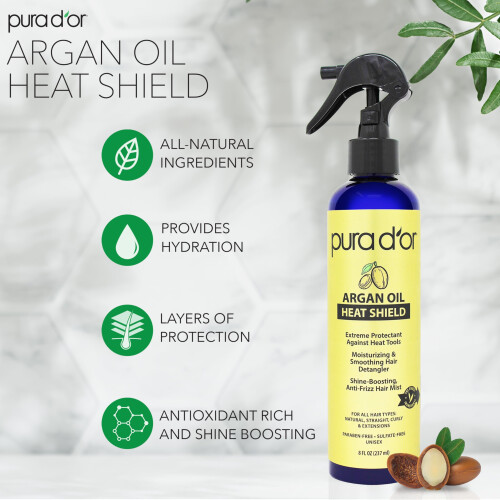 Pura D'or, Hitzeschild, Arganöl, 8 fl oz (237 ml) 1