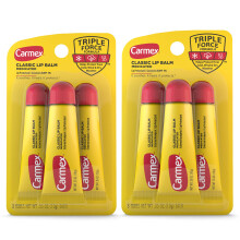 Carmex Medizinischer Lippenbalsam in Tuben, Lippenpflege f  r trockene, rissige Lippen, 0,35 OZ     (2 Packungen mit je 3 St  ck)