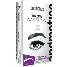 VEGAN Andmetics Brow Wax Strips for Thicker & Fuller Brows - Eyebrows - Hair Removal with Aloe Vera  8 STRIPS + 4 CALMING WIPES - Patented Strips