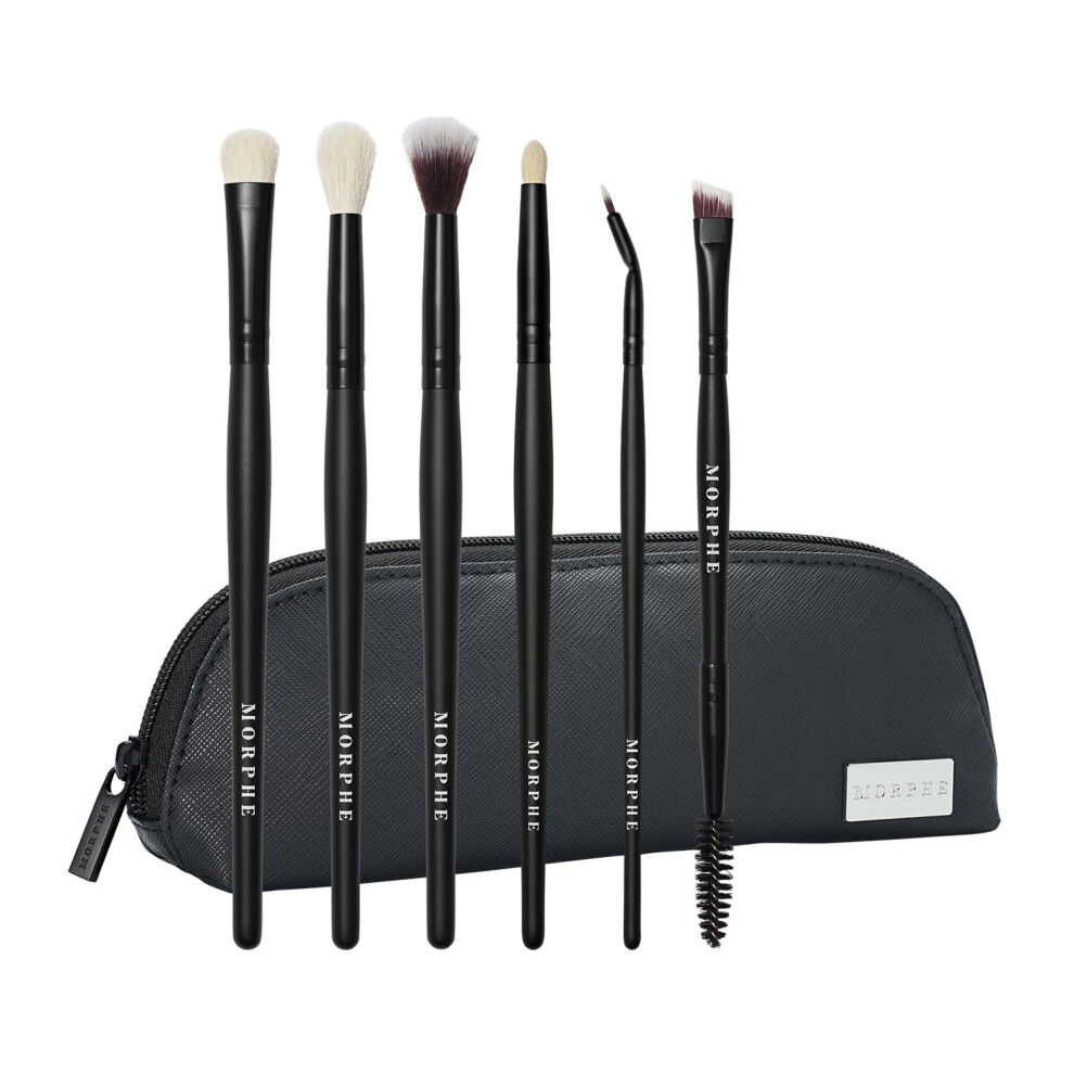 Morphe Eye Stunners Makeup Brushes - 6 Piece Eyeshadow Brush Set - Lining  Blending & Angled Eyeshadow Brushes - Made with Natural & Synthetic Bristle