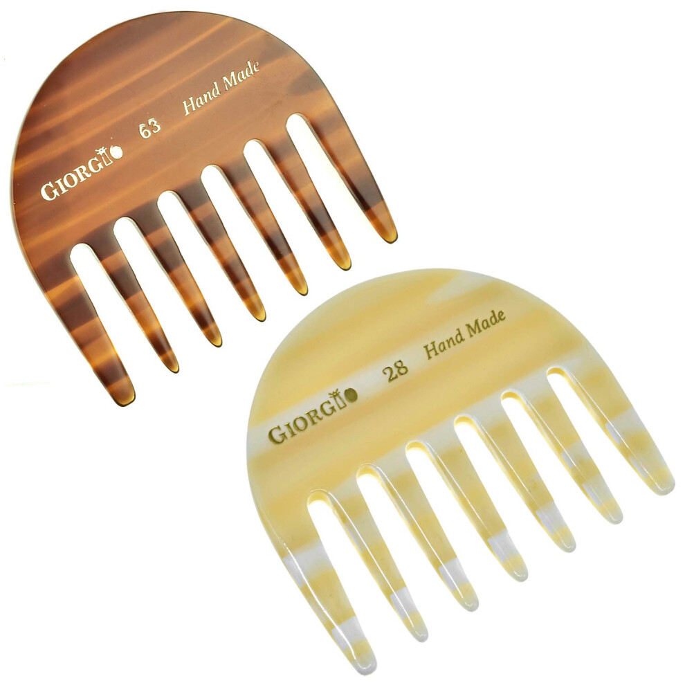 Giorgio G28 & G63 Small Travel/Purse Hair Detangling Comb Wide Teeth Pocket Comb For Thick Curly Wavy Hair. Hair Detangler Comb For Wet And Dry. Hand